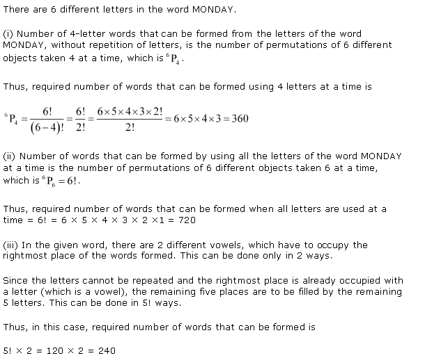 NCERT Solutions for 11th Class Maths: Chapter 7-Permutation and Combinations Ex. 7.3 Que. 9