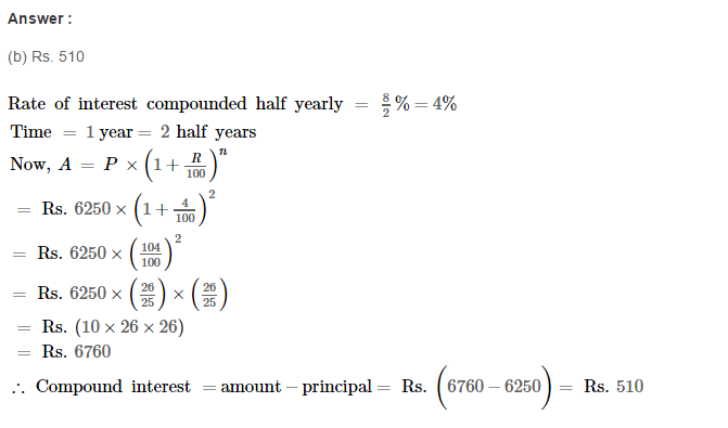 RS Aggarwal Solutions for Class 8 Maths Chapter 11–Compound Interest Ex 11D Q6