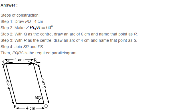 RS Aggarwal Solutions for Class 8 Maths Chapter 17–Construction of Quadrilaterals Exercise 17A Q3