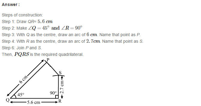 RS Aggarwal Solutions for Class 8 Maths Chapter 17–Construction of Quadrilaterals Exercise 17A Q10