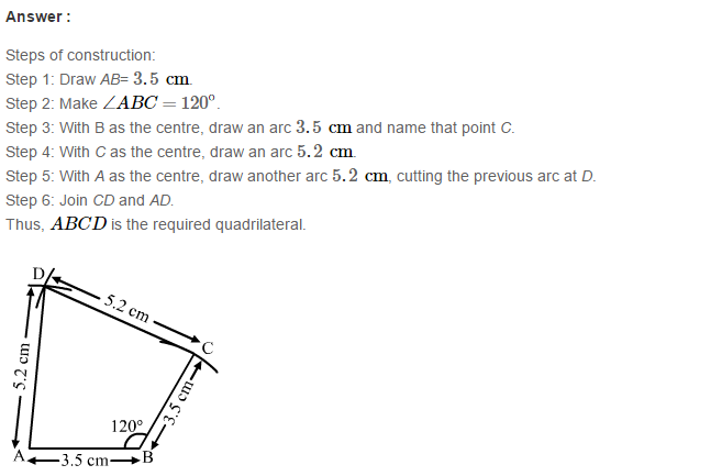 RS Aggarwal Solutions for Class 8 Maths Chapter 17–Construction of Quadrilaterals Exercise 17A Q7