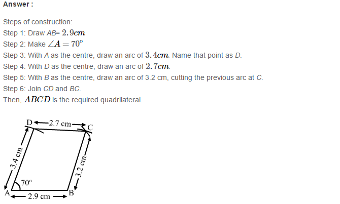 RS Aggarwal Solutions for Class 8 Maths Chapter 17–Construction of Quadrilaterals Exercise 17A Q8