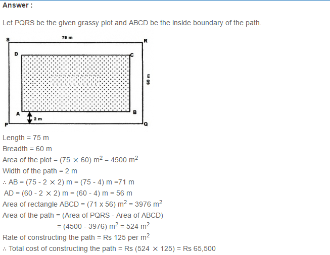 RS Aggarwal Solutions for Class 7 Maths Chapter 20–Mensuration Exercise 20B Q 1