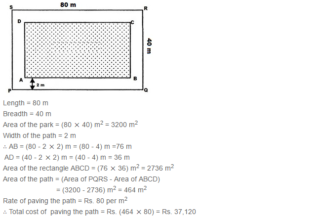 RS Aggarwal Solutions for Class 7 Maths Chapter 20–Mensuration Exercise 20B Q7