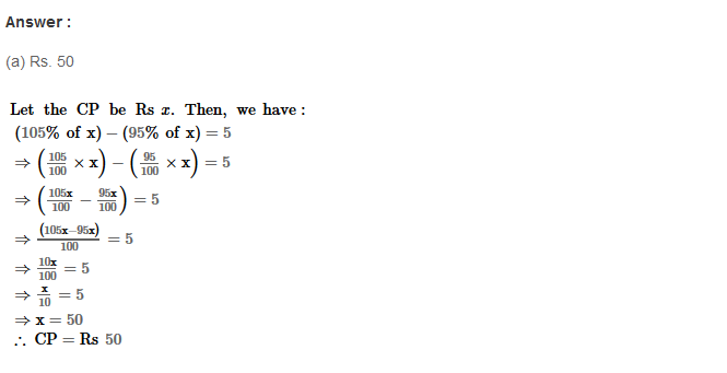 RS Aggarwal Solutions for Class 8 Maths Chapter 10–Profit and Loss Ex 10D Q18