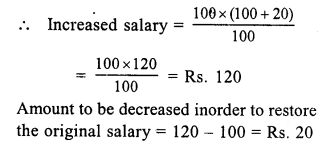 RS Aggarwal Solutions for Class 7 Maths Chapter 10–Percentage Ex 10B Question 20