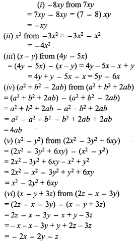 RS Aggarwal Solutions for Class 7 Maths Chapter 6–Algebraic Expressions Ex 6A Question 2