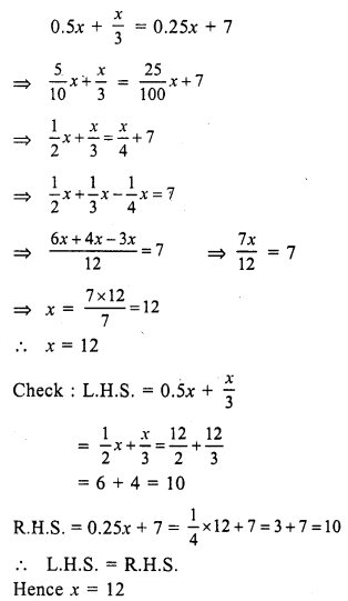 RS Aggarwal Solutions for Class 7 Maths Chapter 7–Linear Equations in One Variable Ex 7A Question 27