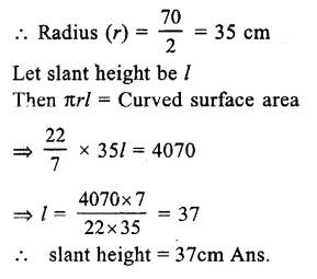 RS Aggarwal Solutions for Class 9 Maths Chapter 13–Volume and Surface Area Ex 13C Question 7