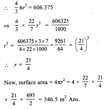 RS Aggarwal Solutions for Class 9 Maths Chapter 13–Volume and Surface Area Ex 13D Question 3