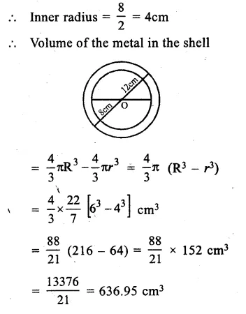 RS Aggarwal Solutions for Class 9 Maths Chapter 13–Volume and Surface Area Ex 13D Question 6
