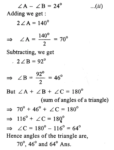 RS Aggarwal Solutions for Class 9 Maths Chapter 4–Lines and Triangles Ex 4A Question 7