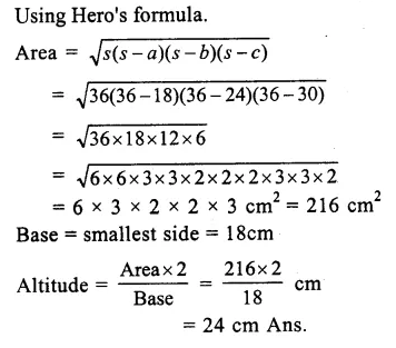 RS Aggarwal Solutions for Class 9 Maths Chapter 7–Areas Question 4
