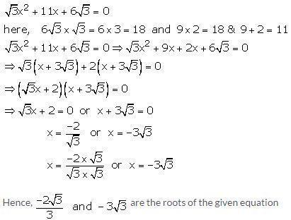 RS Aggarwal Solutions for Class 10 Maths Chapter 4–Quadratic Equations Exercise 10A Question 23