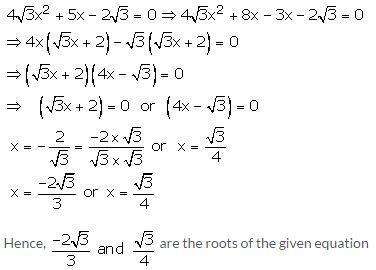 RS Aggarwal Solutions for Class 10 Maths Chapter 4–Quadratic Equations Exercise 10A Question 24