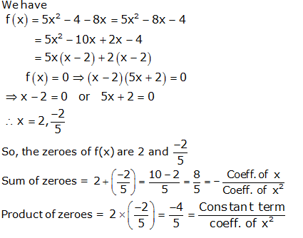 RS Aggarwal Solutions for Class 10 Maths Chapter 2–Polynomials Exercise 2A Question 4