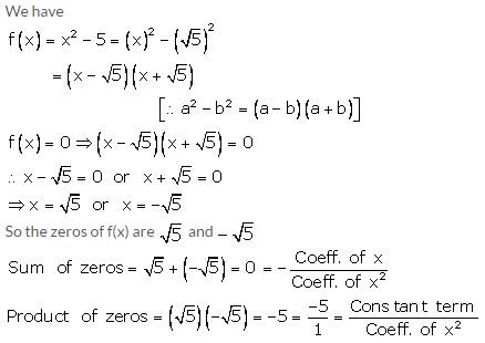 RS Aggarwal Solutions for Class 10 Maths Chapter 2–Polynomials Exercise 2A Question 7
