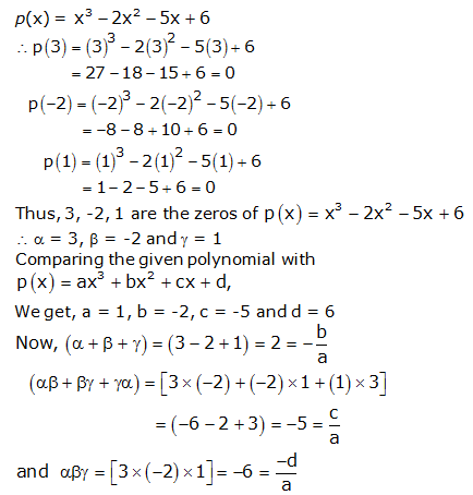 RS Aggarwal Solutions for Class 10 Maths Chapter 2–Polynomials Exercise 2B Question 1