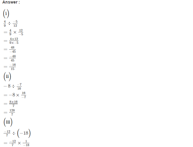 RS Aggarwal Solutions for Class 8 Maths Chapter 1–Rational Numbers Ex 1E Q1