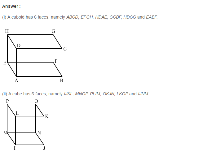 RS Aggarwal Solutions for Class 8 Maths Chapter 19–Three-Dimensional Figures Ex 19A Q1