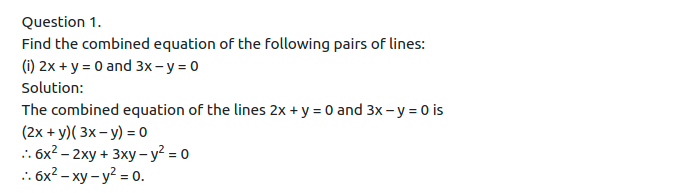 Maharashtra Board Solutions Class 12-Arts & Science Maths (Part 1): Chapter 4- Pair of Straight Lines Ex 4.1