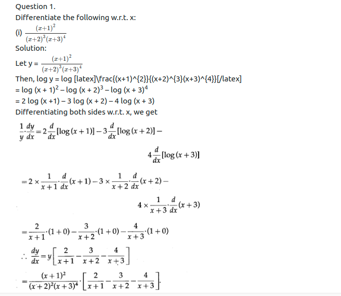 Maharashtra Board Solutions Class 12-Arts & Science Maths (Part 2): Chapter 1- Differentiation Ex 1.3