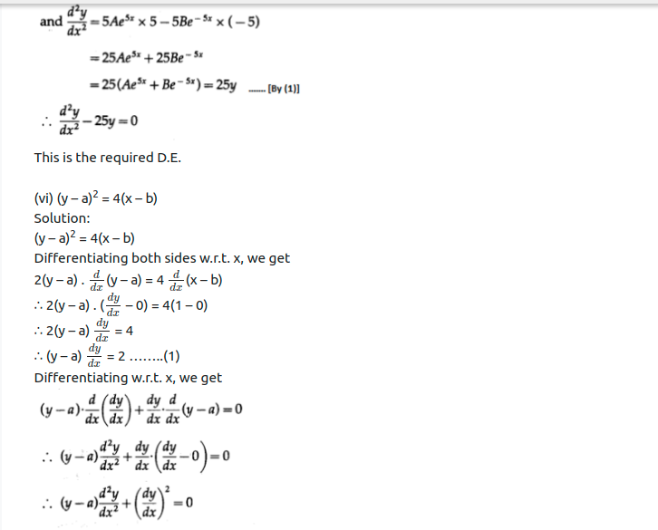 Maharashtra Board Solutions Class 12-Arts & Science Maths (Part 2): Chapter 6- Differential Equations Ex 6.2