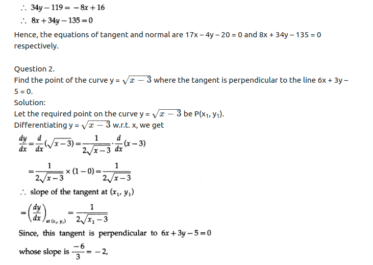 Maharashtra Board Solutions Class 12-Arts & Science Maths (Part 2): Chapter 2- Applications of Derivatives Ex 2.1