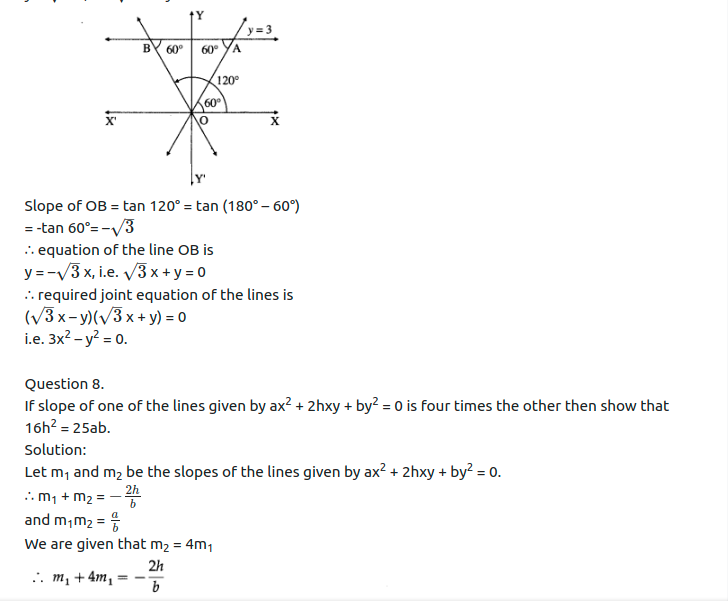 Maharashtra Board Solutions Class 12-Arts & Science Maths (Part 1): Chapter 4- Pair of Straight Lines Ex 4.1