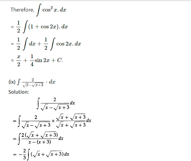 Maharashtra Board Solutions Class 12-Arts & Science Maths (Part 2): Chapter 3- Indefinite Integration Ex 3.1