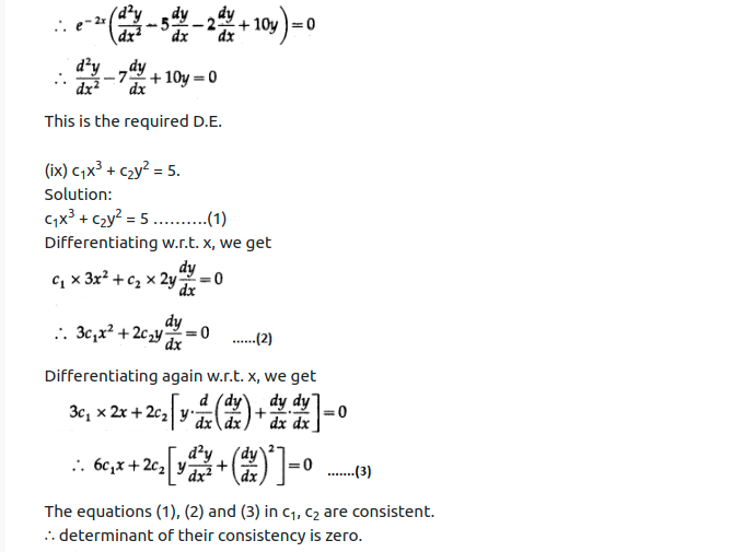 Maharashtra Board Solutions Class 12-Arts & Science Maths (Part 2): Chapter 6- Differential Equations Ex 6.2