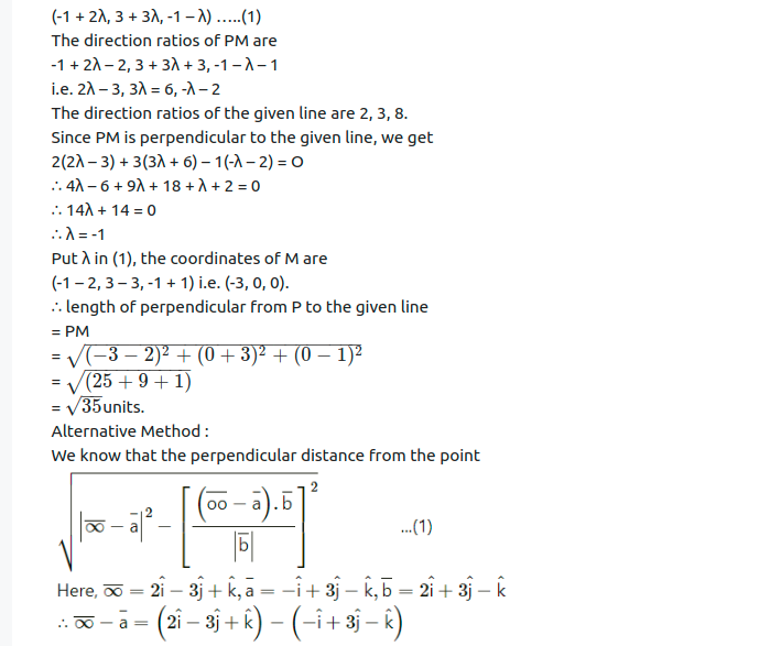 Maharashtra Board Solutions Class 12-Arts & Science Maths (Part 1): Chapter 6- Line and Plane Ex 6.2