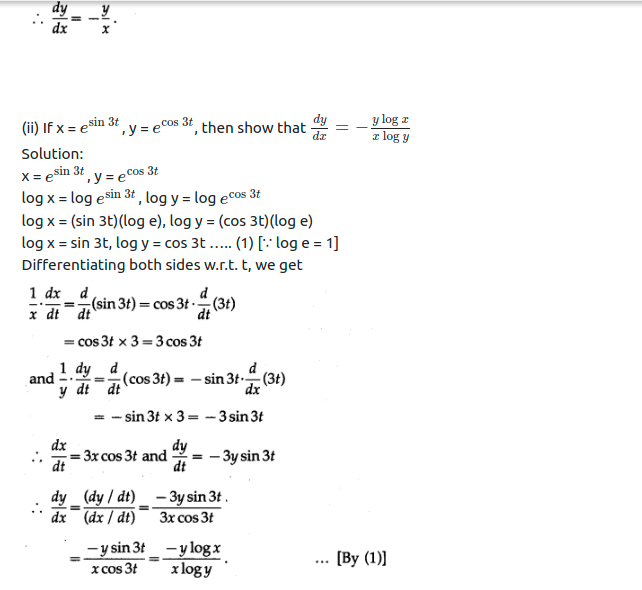 Maharashtra Board Solutions Class 12-Arts & Science Maths (Part 2): Chapter 1- Differentiation Ex 1.4
