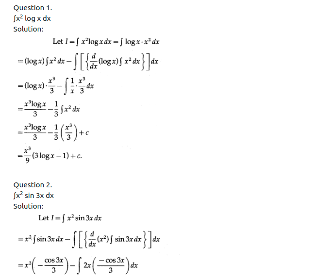 Maharashtra Board Solutions Class 12-Arts & Science Maths (Part 2): Chapter 3- Indefinite Integration Ex 3.3