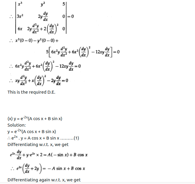 Maharashtra Board Solutions Class 12-Arts & Science Maths (Part 2): Chapter 6- Differential Equations Ex 6.2