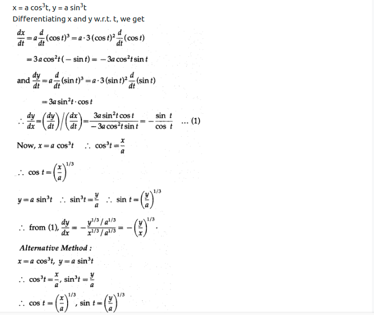 Maharashtra Board Solutions Class 12-Arts & Science Maths (Part 2): Chapter 1- Differentiation Ex 1.4