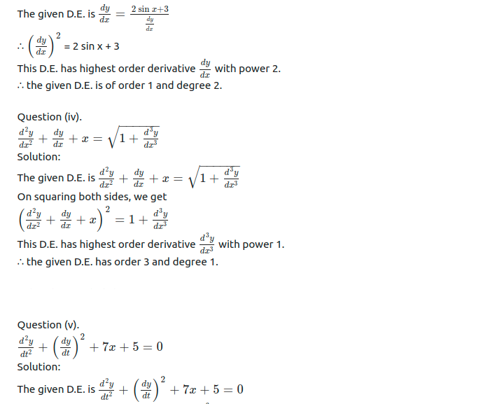 Maharashtra Board Solutions Class 12-Arts & Science Maths (Part 2): Chapter 6- Differential Equations Ex 6.1