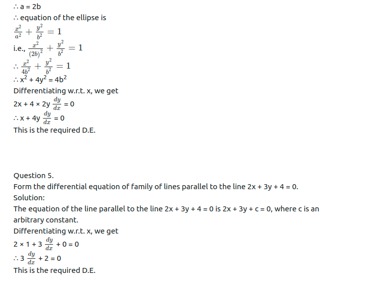 Maharashtra Board Solutions Class 12-Arts & Science Maths (Part 2): Chapter 6- Differential Equations Ex 6.2