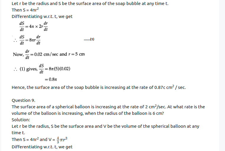 Maharashtra Board Solutions Class 12-Arts & Science Maths (Part 2): Chapter 2- Applications of Derivatives Ex 2.1
