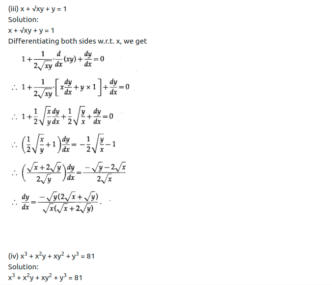 Maharashtra Board Solutions Class 12-Arts & Science Maths (Part 2): Chapter 1- Differentiation Ex 1.3