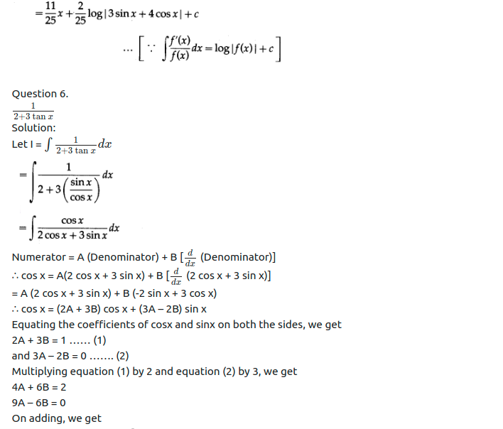 Maharashtra Board Solutions Class 12-Arts & Science Maths (Part 2): Chapter 3- Indefinite Integration Ex 3.2 (A)