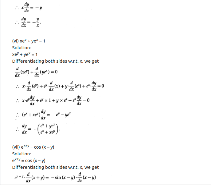 Maharashtra Board Solutions Class 12-Arts & Science Maths (Part 2): Chapter 1- Differentiation Ex 1.3
