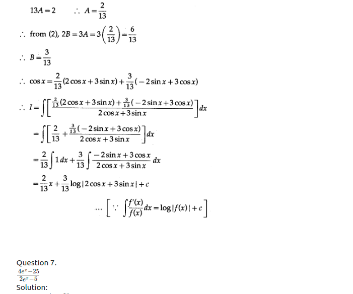 Maharashtra Board Solutions Class 12-Arts & Science Maths (Part 2): Chapter 3- Indefinite Integration Ex 3.2 (A)