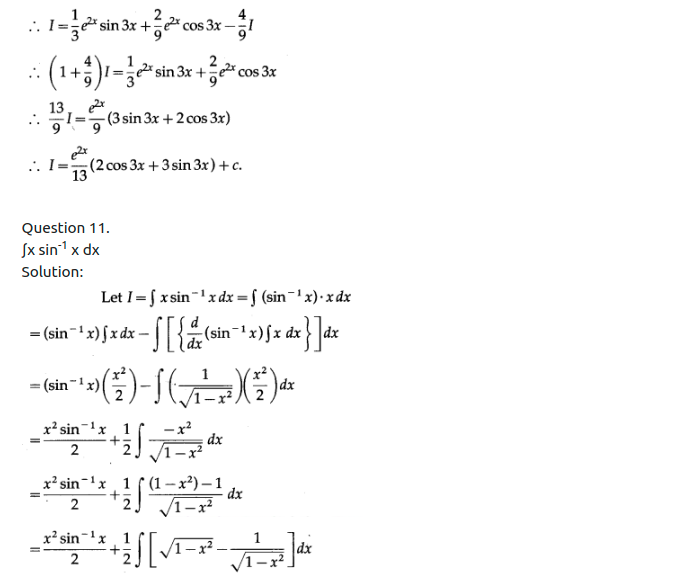 Maharashtra Board Solutions Class 12-Arts & Science Maths (Part 2): Chapter 3- Indefinite Integration Ex 3.3
