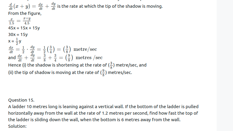 Maharashtra Board Solutions Class 12-Arts & Science Maths (Part 2): Chapter 2- Applications of Derivatives Ex 2.1
