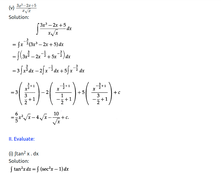 Maharashtra Board Solutions Class 12-Arts & Science Maths (Part 2): Chapter 3- Indefinite Integration Ex 3.1