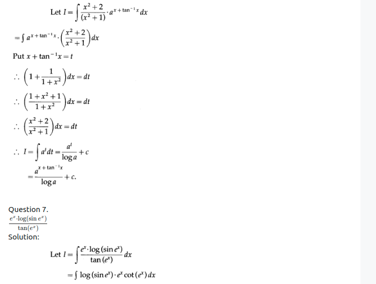 Maharashtra Board Solutions Class 12-Arts & Science Maths (Part 2): Chapter 3- Indefinite Integration Ex 3.2 (A)