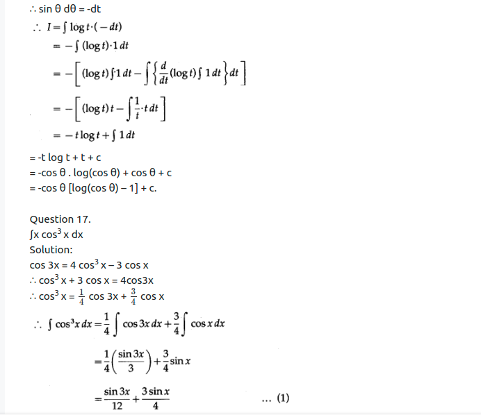 Maharashtra Board Solutions Class 12-Arts & Science Maths (Part 2): Chapter 3- Indefinite Integration Ex 3.3