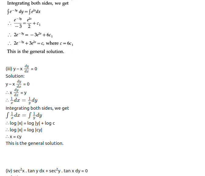 Maharashtra Board Solutions Class 12-Arts & Science Maths (Part 2): Chapter 6- Differential Equations Ex 6.3