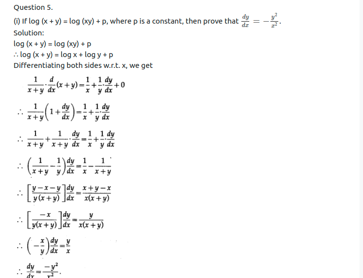 Maharashtra Board Solutions Class 12-Arts & Science Maths (Part 2): Chapter 1- Differentiation Ex 1.3